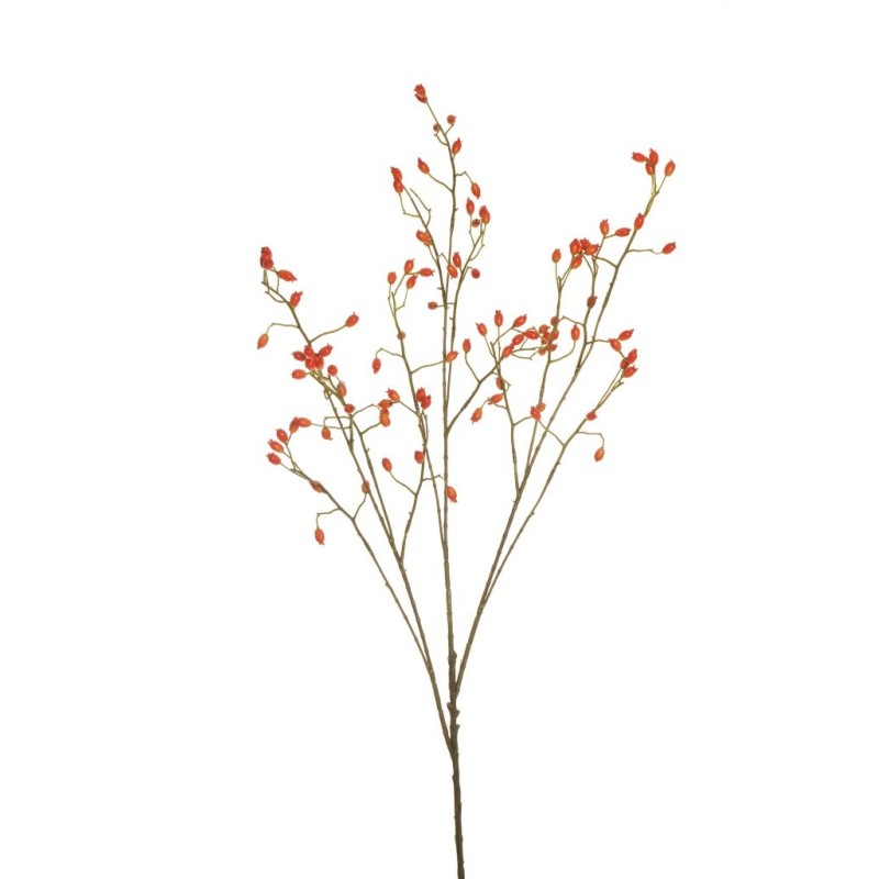 Lot de 12 - Mini branche artificielle de baies d'églantier, 105 cm - orange 