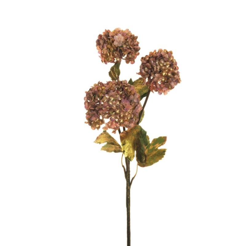 Lot de 24 - Tige artificielle de boule-de-neige métallisée X3, 65 cm - rose or 