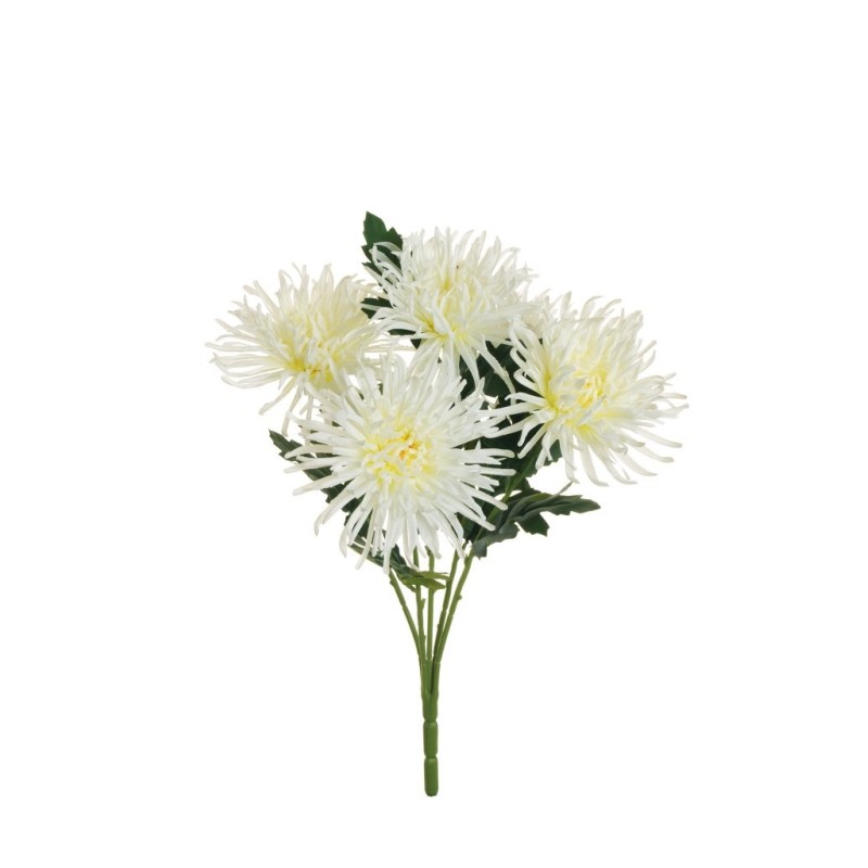 Lot de 12 - Buisson artificiel de chrysanthème araignée X5, 56 cm - blanc 