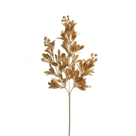 Lot de 36 - Tige artificielle de gui métallisé avec baies X3, 68 cm - or 