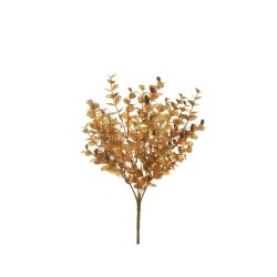 Lot de 36 - Buisson artificiel d'eucalyptus métallisé X7, 35 cm - or 