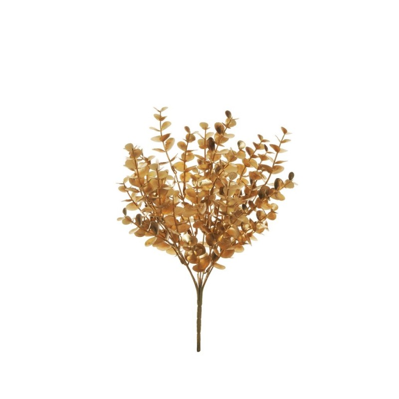 Lot de 36 - Buisson artificiel d'eucalyptus métallisé X7, 35 cm - or 