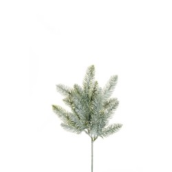 Lot de 24 - Petite tige artificielle de pin plat enneigée, 37 cm - blanc 