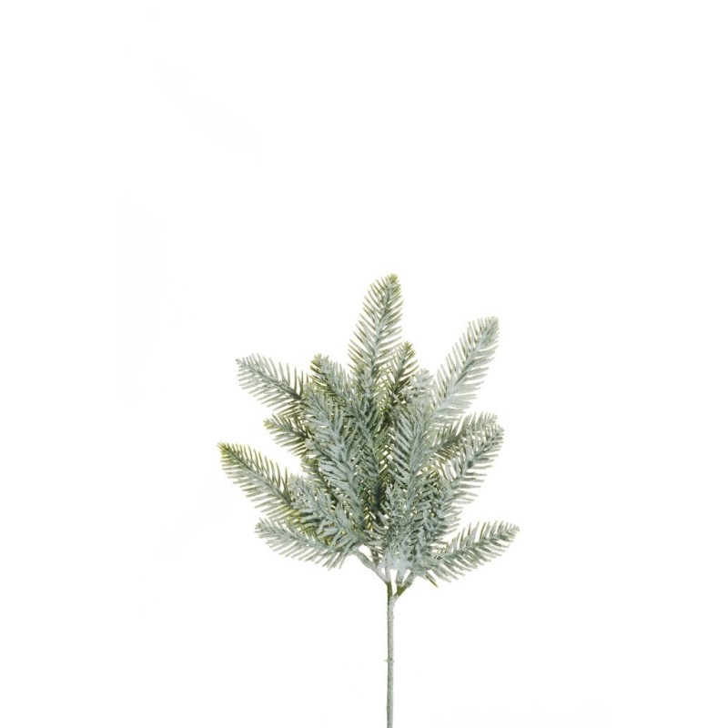 Lot de 24 - Petite tige artificielle de pin plat enneigée, 37 cm - blanc 