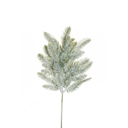 Lot de 18 - Tige artificielle moyenne de pin plat enneigée, 50 cm - blanc 