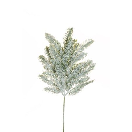 Lot de 18 - Tige artificielle moyenne de pin plat enneigée, 50 cm - blanc 