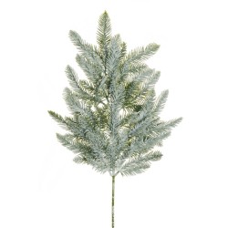Lot de 12 - Grande tige artificielle de pin plat enneigée, 68 cm - blanc 