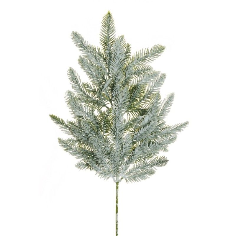 Lot de 12 - Grande tige artificielle de pin plat enneigée, 68 cm - blanc 