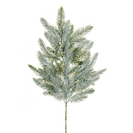 Lot de 12 - Grande tige artificielle de pin plat enneigée, 68 cm - blanc 