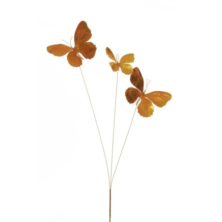 Lot de 36 - Tige artificielle de papillons métallisés X3, 63 cm - or 