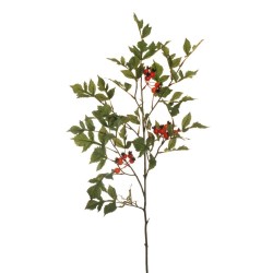 Lot de 12 - Branche artificielle d'aubépine avec baies, 110 cm - orange 