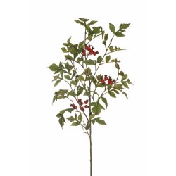 Lot de 12 - Branche artificielle d'aubépine avec baies, 110 cm - rouge 