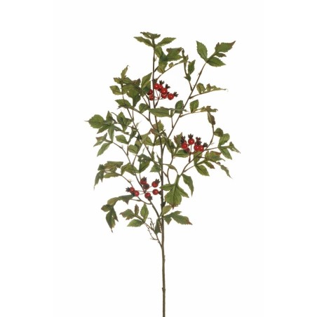 Lot de 12 - Branche artificielle d'aubépine avec baies, 110 cm - rouge 