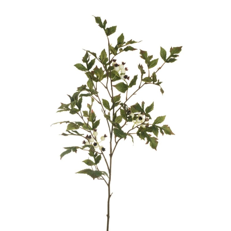 Lot de 12 - Branche artificielle d'aubépine avec baies, 110 cm - crème 