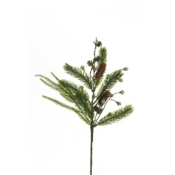Lot de 24 - Tige artificielle de pin avec pommes de pin et baies, 51 cm - vert marron 