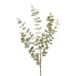 Lot de 12 - Longue branche artificielle d'eucalyptus toucher réel X5, 110 cm - gris 