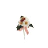 Lot de 48 - Pic artificiel mini poinsettia velours, baies et houx, 14 cm - crème 