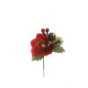 Lot de 36 - Pic artificiel rose de Noël, pomme de pin et baies, 15,5 cm - rouge 