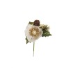 Lot de 36 - Pic artificiel rose de Noël, pomme de pin et baies, 15,5 cm - crème 