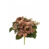 Lot de 8 - Buisson artificiel pivoine, hortensia et eucalyptus X9, 45 cm - marron clair 