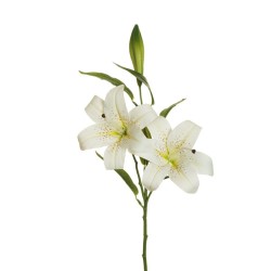 Lot de 12 - Tige artificielle de lys tigré impression 3D toucher réel X2, 73 cm - blanc 