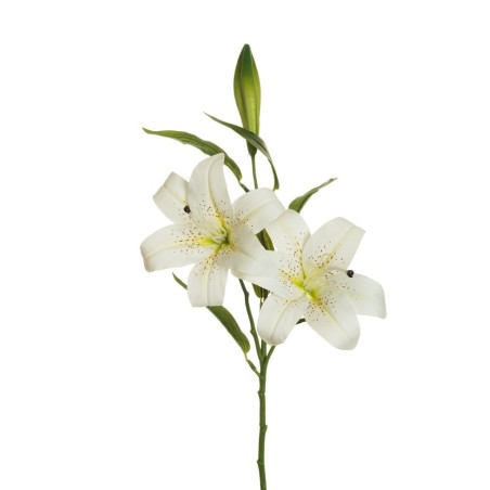 Lot de 12 - Tige artificielle de lys tigré impression 3D toucher réel X2, 73 cm - blanc 