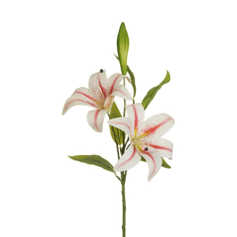 Lot de 12 - Tige artificielle de lys tigré impression 3D toucher réel X2, 73 cm - blanc fuchsia 