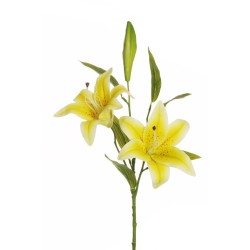 Lot de 12 - Tige artificielle de lys tigré impression 3D toucher réel X2, 73 cm - jaune 