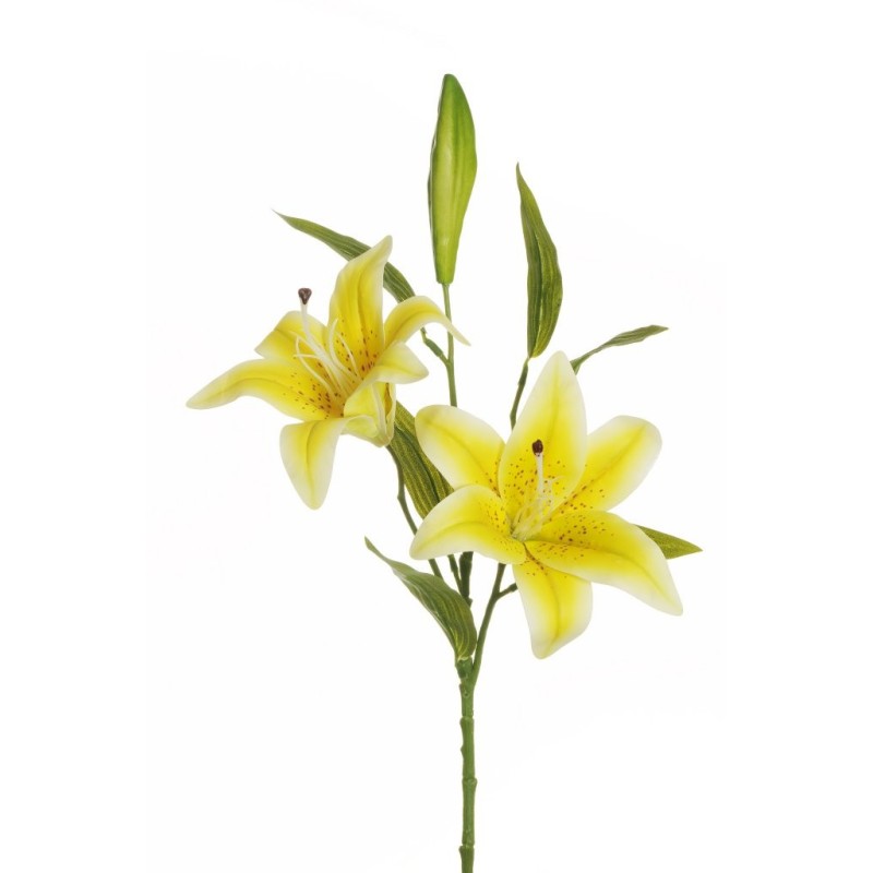 Lot de 12 - Tige artificielle de lys tigré impression 3D toucher réel X2, 73 cm - jaune 