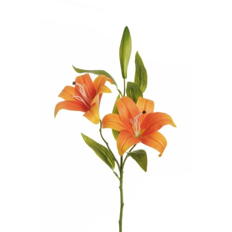 Lot de 12 - Tige artificielle de lys tigré impression 3D toucher réel X2, 73 cm - orange 