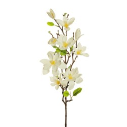 Lot de 12 - Tige artificielle de magnolia étoilé impression 3D toucher réel X6, 82 cm - blanc 
