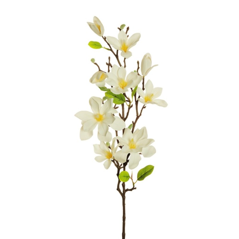 Lot de 12 - Tige artificielle de magnolia étoilé impression 3D toucher réel X6, 82 cm - blanc 