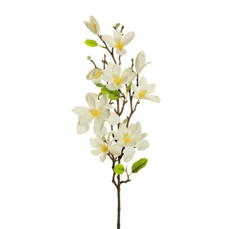 Lot de 12 - Tige artificielle de magnolia étoilé impression 3D toucher réel X6, 82 cm - blanc 