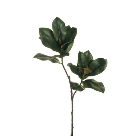 Lot de 12 - Branche artificielle de feuilles de magnolia haute qualité X2, 70 cm - vert foncé 