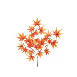 Lot de 48 - Tige artificielle d'érable toucher réel X3, 68 cm - rouge orange 