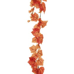 Lot de 12 - Guirlande artificielle de raisin toucher réel, 195 cm - rouge orange 