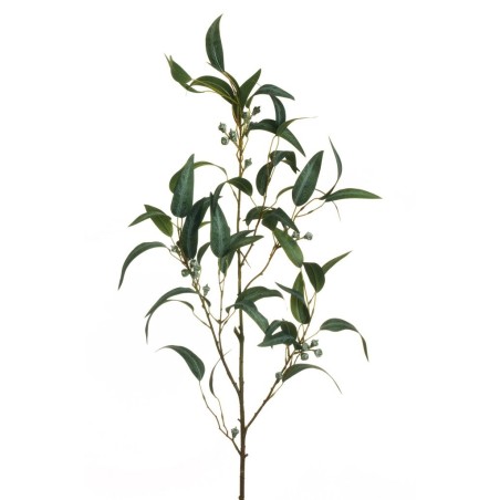 Lot de 12 - Branche artificielle d'eucalyptus granito avec baies, 123 cm - vert gris 