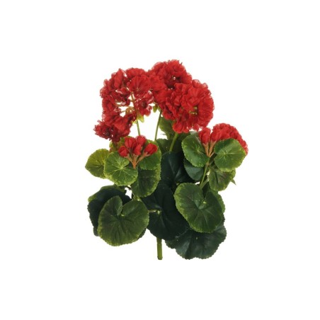 Lot de 12 - Buisson artificiel de géraniums X8, 36 cm - rouge 
