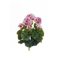 Lot de 12 - Buisson artificiel de géraniums X8, 36 cm - violet blanc 