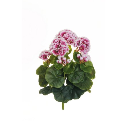 Lot de 12 - Buisson artificiel de géraniums X8, 36 cm - violet blanc 