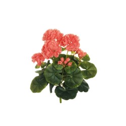 Lot de 12 - Buisson artificiel de géraniums X8, 36 cm - saumon vif 