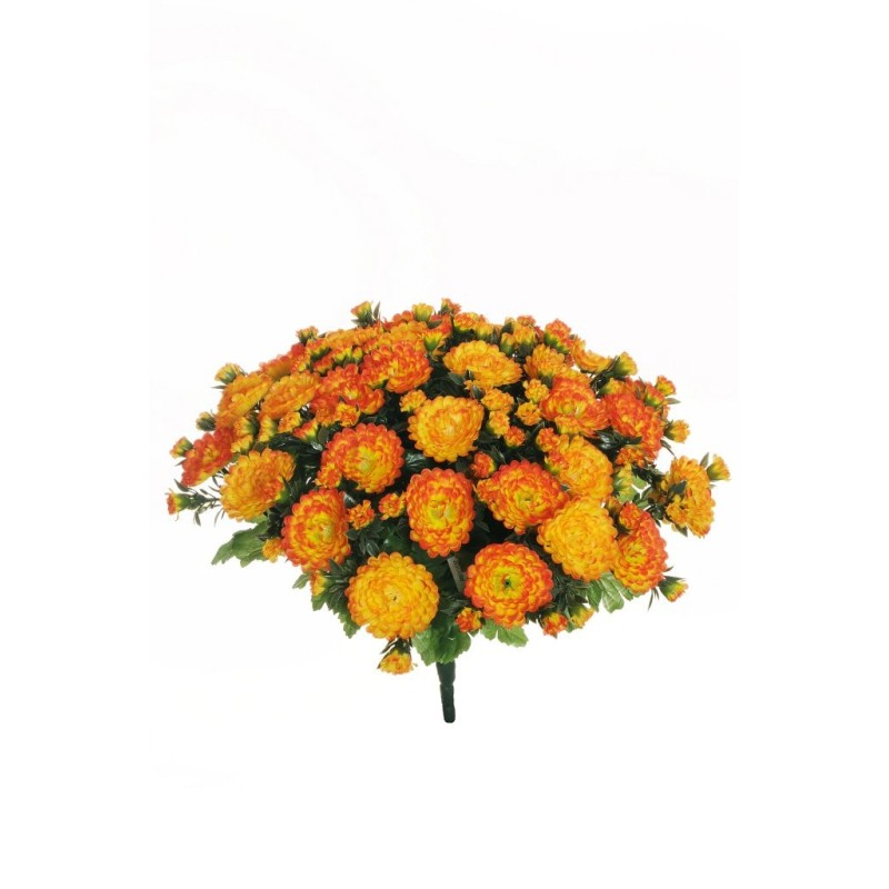 Lot de 4 - Mini buisson artificiel de chrysanthèmes X42, 38 cm - orange 