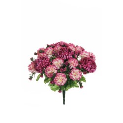Lot de 6 - Mini buisson artificiel de chrysanthèmes X21, 38 cm - violet crème 