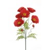 Lot de 6 - Buisson artificiel de coquelicots froissés X6 floqué, 62 cm - rouge 