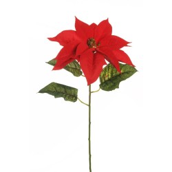 Lot de 12 - Poinsettia artificiel velours, 80 cm - rouge 