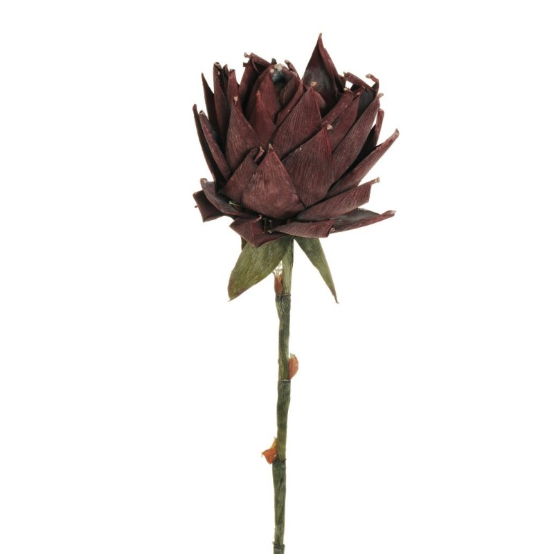 Lot de 4 - Protea géant artificiel aspect sec, 107 cm - bordeaux 