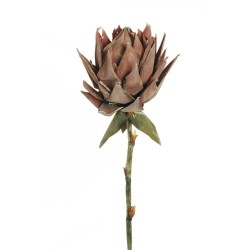 Lot de 4 - Protea géant artificiel aspect sec, 107 cm - orange automne 