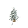 Lot de 12 - Sapin de Noël artificiel enneigé lumineux sur base toile de jute, 50 cm - blanc 