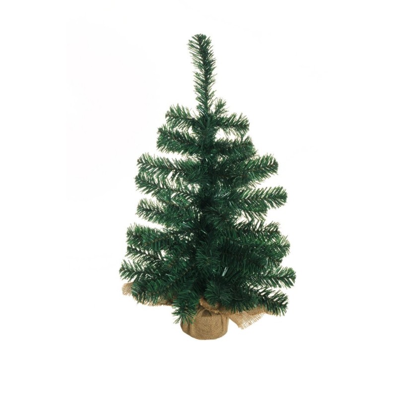 Lot de 24 - Sapin de Noël artificiel sur base toile de jute, 60 cm - vert 
