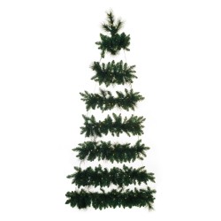 Sapin de Noël artificiel suspendu plat lumineux 100 LED, 210 cm - vert 